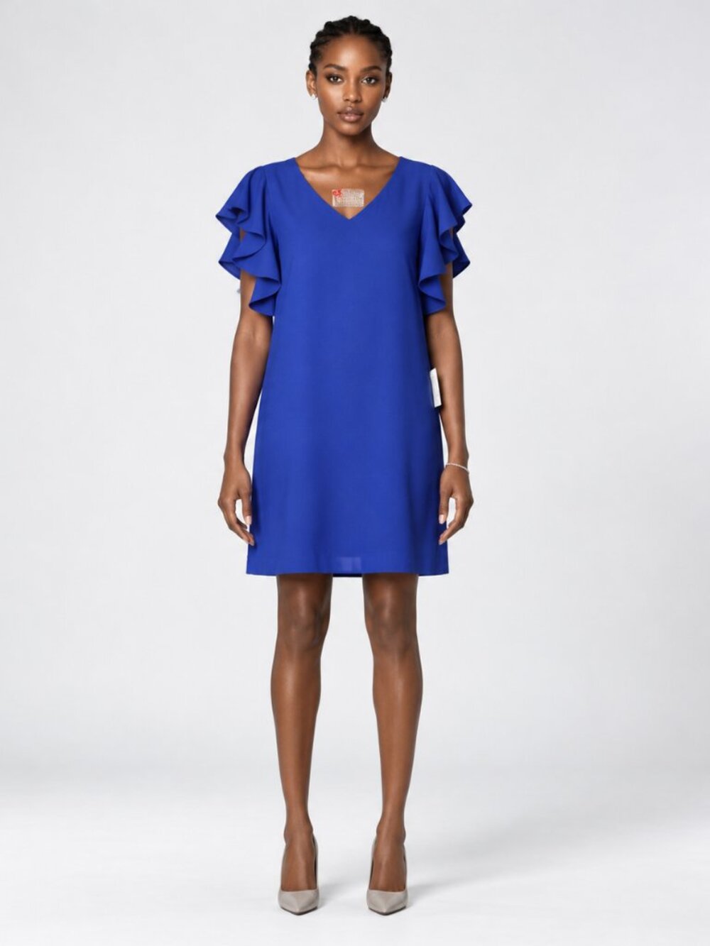Chelsea 28 NWT Nordstrom Blue Flutter Sleeve Knee Length Shift Dress 16